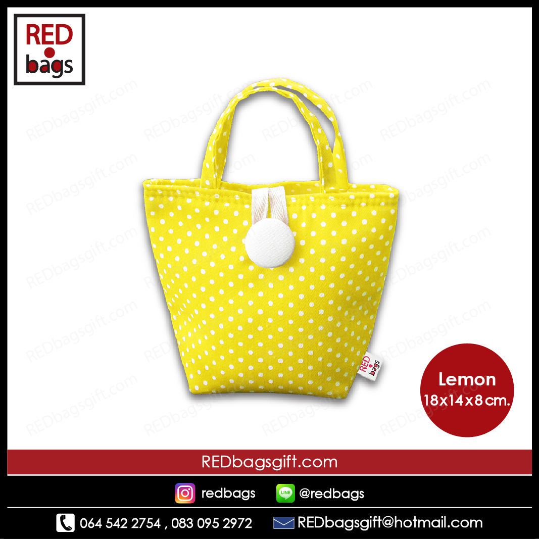ถุงของขวัญ หูหิ้วสั้น ลายจุด สีเหลือง / Yellow Polka Dots Gift Bag : Type A